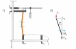 1) experimentálne nastavenie pre vybočenie s elastickou podporou 2) diagram voľného tela; Reakcia podpory FA, Mφ vnútorný ohybový moment, Lφ priehyb, φ uhol priehybu, F1 kĺbová sila