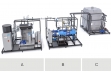Moduly parnej elektrárne bez riadiacej stanice: modul A parogenerátor s prehrievačom a úpravou napájacej vody, modul B parná turbína s generátorom a kondenzátorom, modul C mokrá chladiaca veža